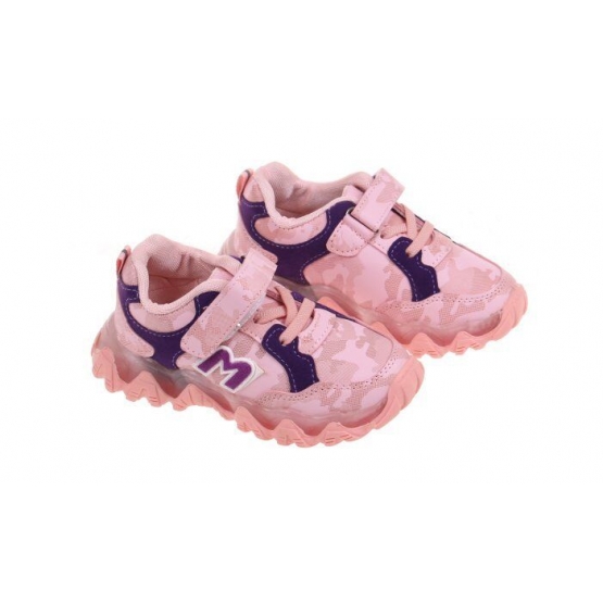 Világító gyerek tornacipő terepmintás rózsaszín