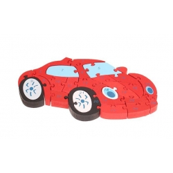 OKTATÓ FA PUZZLE AUTÓ PIROS
