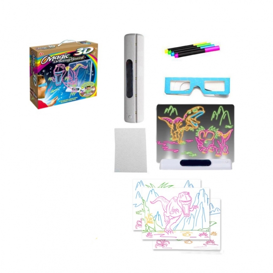 Magikus 3D grafikus tábla dinoszauruszok