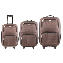 Szövet utazási bőrönd készlet 3 db barna 1