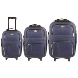 Szövet utazási bőrönd készlet 3 db kék