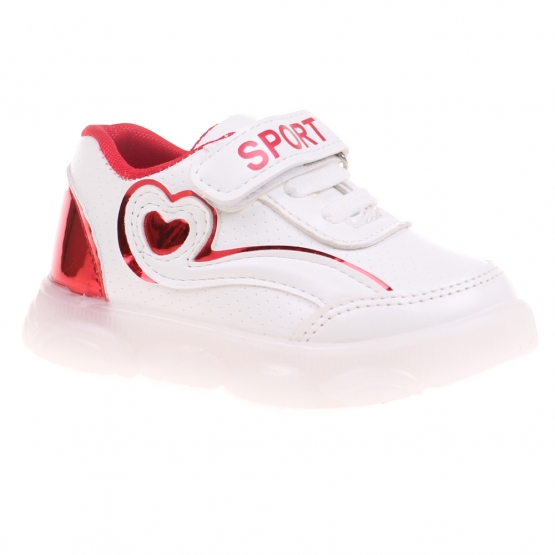 Világító gyerek tornacipő  szívvel piros
