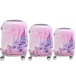 Kéményfalú bőrönd készlet LP5 (templom rózsaszín) – 3 db