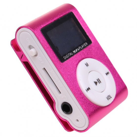 MINI MP3 LEJÁTSZÓ KIJELZŐVEL RÓZSASZÍN