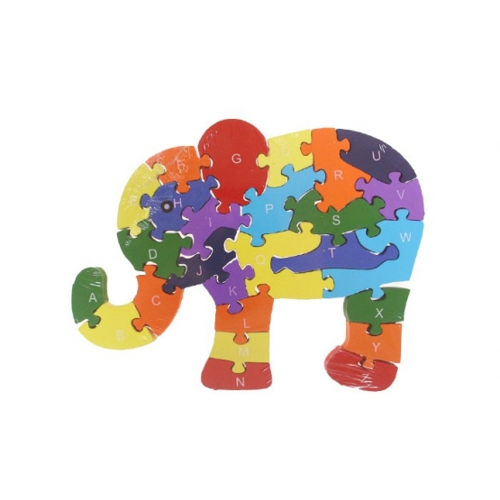 Oktató fa puzzle elefánt var.3