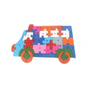 Oktató fa puzzle mikrobus