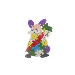 Oktató fa puzzle nyuszi sárgarépával