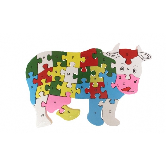 Oktató fa puzzle tehén var.2