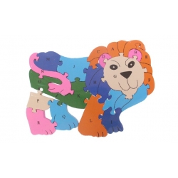 Oktató fa puzzle oroszlán var.2