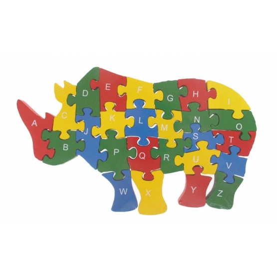 Oktató fa puzzle orrszarvú