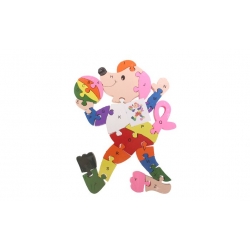 Oktató fa puzzle kutya labdával
