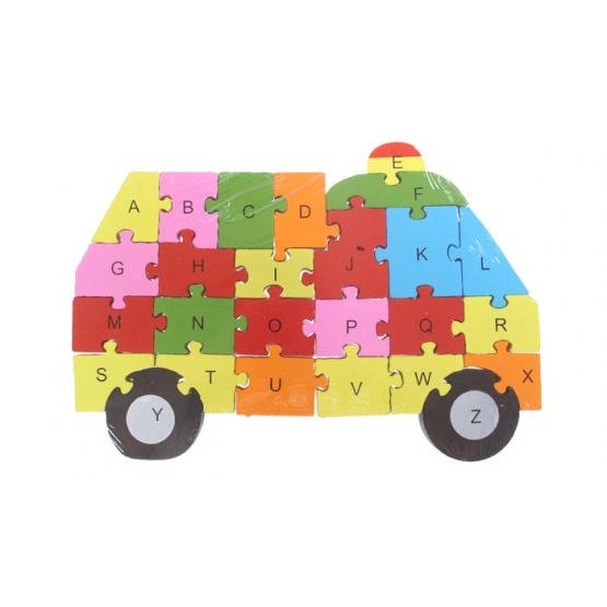 Oktató fa puzzle mentőautó