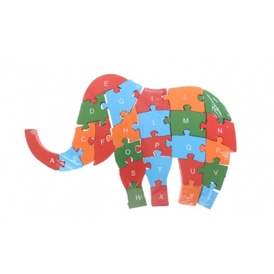 Oktató fa puzzle elefánt, var.2
