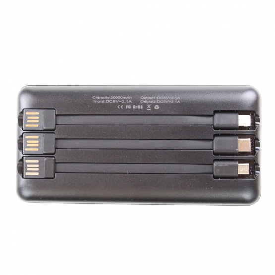 Gyorstöltő powerbank 20000mAh fekete