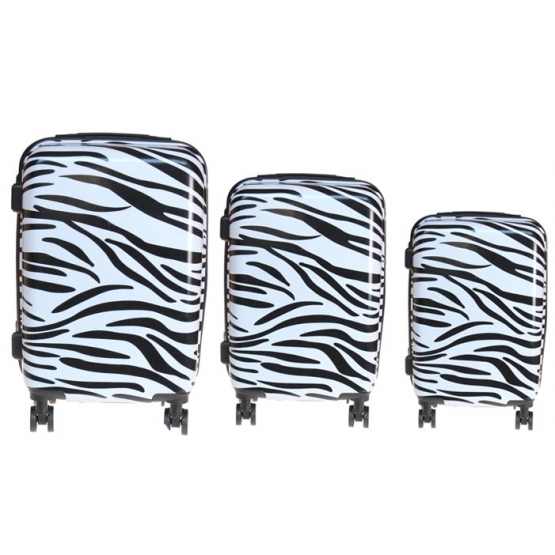 Kéményfalú bőrönd készlet (Zebra) – 3 db