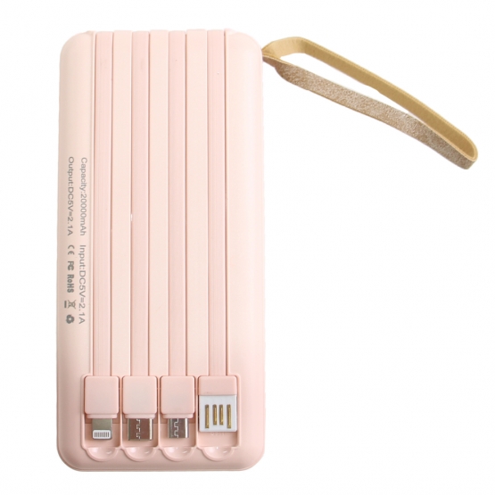 Powerbank 4 az 1-ben 20 000 mAh rózsaszín