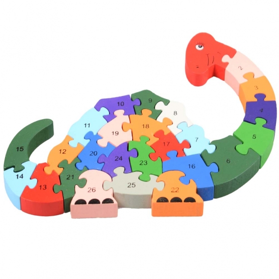 Oktató fa puzzle dinoszaurusz