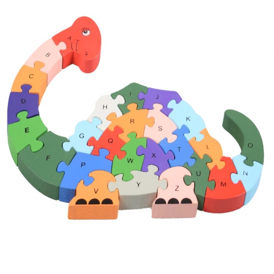 Oktató fa puzzle dinoszaurusz