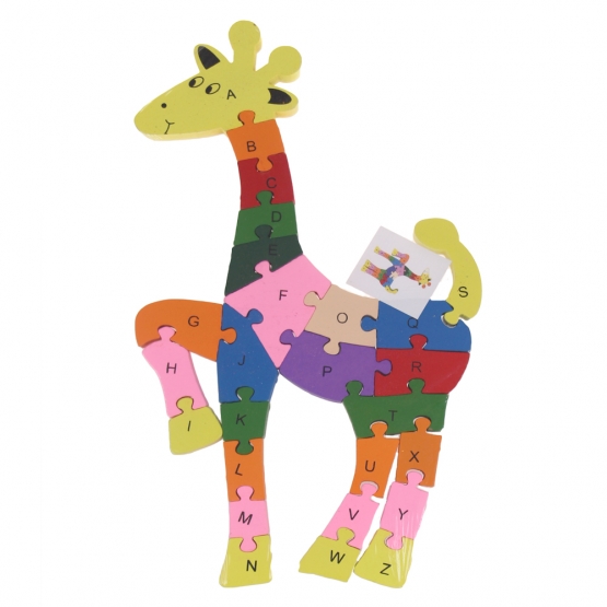Oktató fa puzzle zsiráf 1