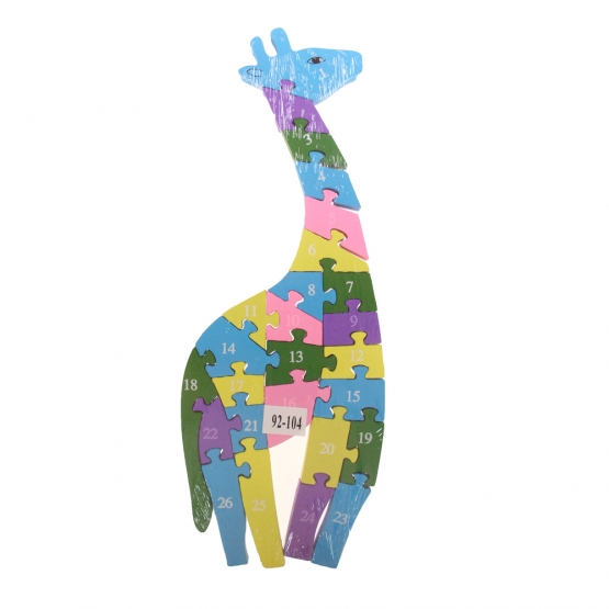 Oktató fa puzzle zsiráf var.4