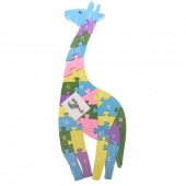 Oktató fa puzzle zsiráf var.4