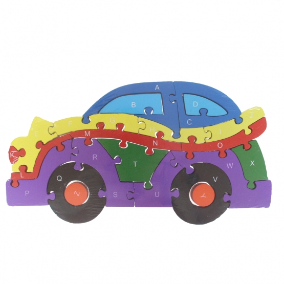 Oktató fa puzzle autó var.2