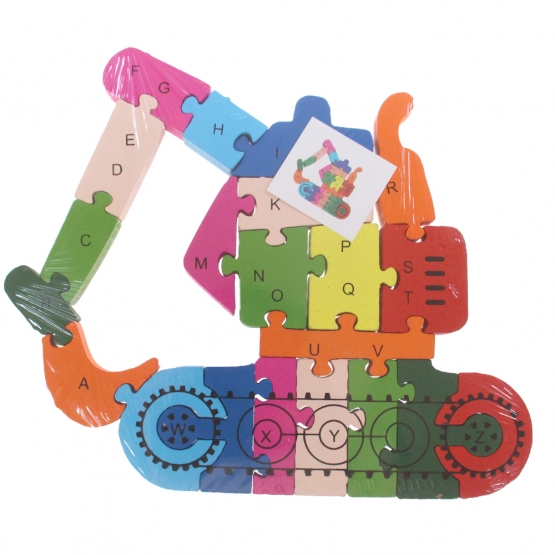 Oktató fa puzzle kotrógép var.1
