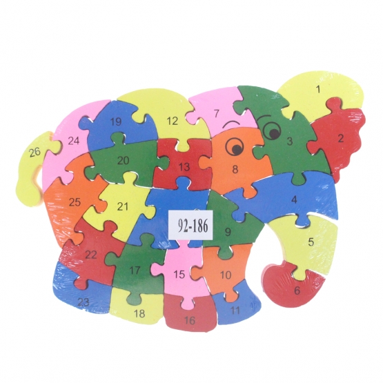 Oktató fa puzzle elefánt, var.1