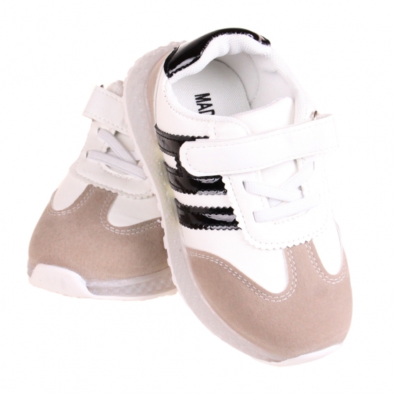 Gyerek világító tornacipő orral csíkok, fekete Gyerek világító tornacipő orral csíkok, fekete