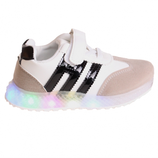 Gyerek világító tornacipő orral csíkok, fekete Gyerek világító tornacipő orral csíkok, fekete