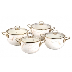 8 részes zománcozott edénykészlet arany márvány