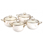 8 részes zománcozott edénykészlet arany márvány