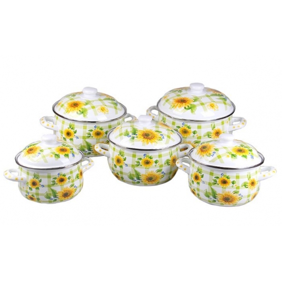 10 részes zománcozott edénykészlet napraforgó