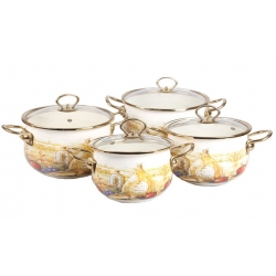 8 részes zománcozott edénykészlet csendélet