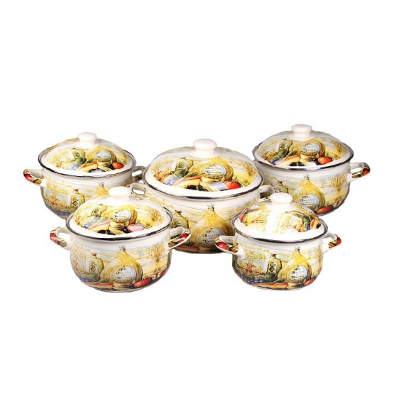 10 részes zománcozott edénykészlet csendélet