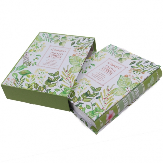 FOTÓALBUM 200 FÉNYKÉPHEZ, LEVÉL MINTA, ZÖLD