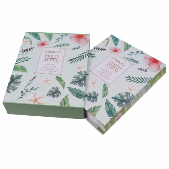 FOTÓALBUM 200 FÉNYKÉPHEZ, LEVÉL MINTA, ZÖLD