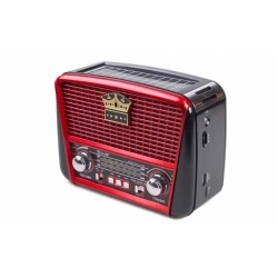 Hordozható 3 sávos napelemes rádió fekete–piros KORUNA
