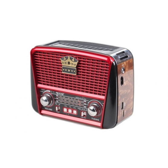 Hordozható 3 sávos napelemes rádió barna-piros KORUNA