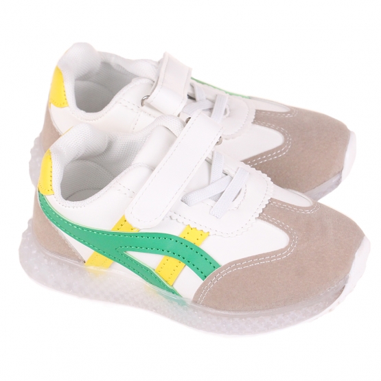 Gyerek világító tornacipő orral sárga-zöld var.2