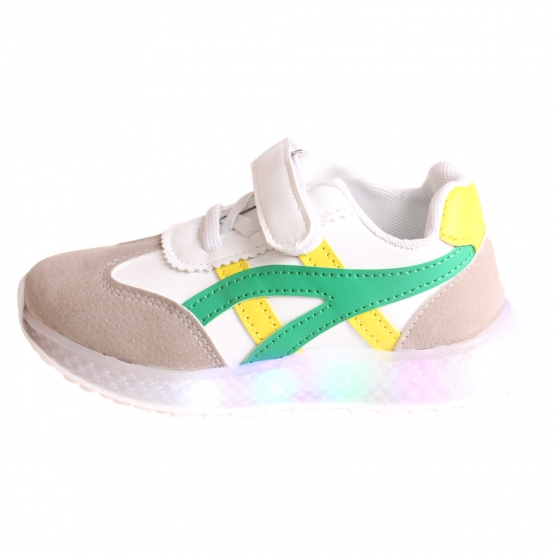 Gyerek világító tornacipő orral sárga-zöld var.2