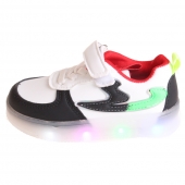 Világító gyerek tornacipő, háromszínű, fekete