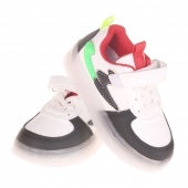 Világító gyerek tornacipő, háromszínű, fekete