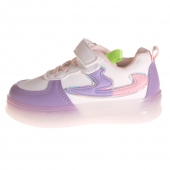 Világító gyerek tornacipő, háromszínű, lila
