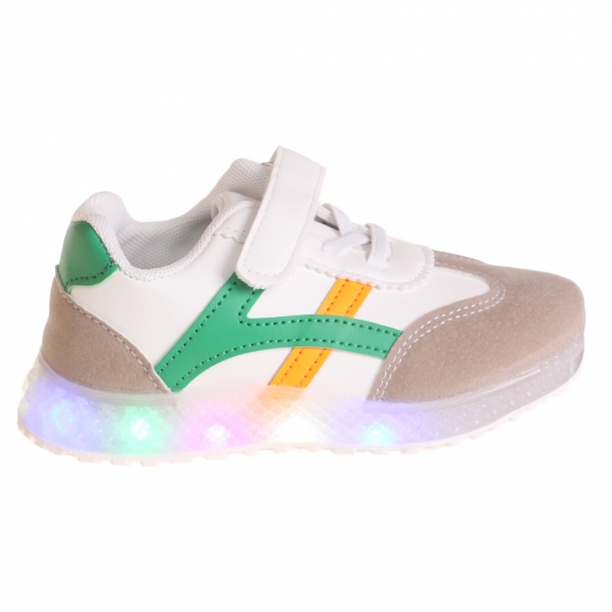Gyerek világító tornacipő orral sárga-zöld var.1