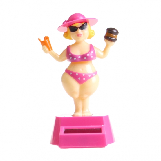 Szoláris táncoló dekoráció hölgy kalappal rózsaszín