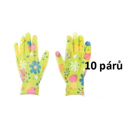 Virágmintás kerti kesztyűk zöld 10 db