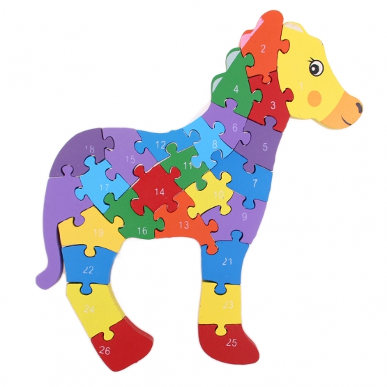 Oktató fa puzzle ló