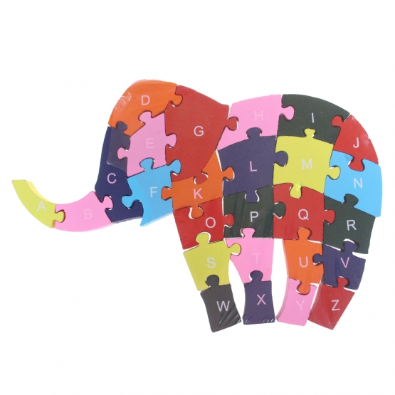 Oktató fa puzzle elefánt var.4