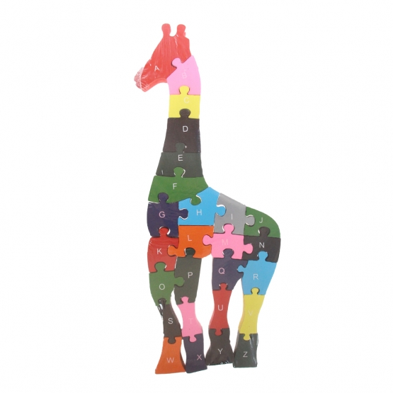 Oktató fa puzzle zsiráf var.2